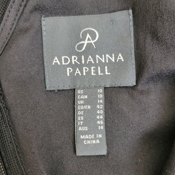 Adrianna Papell Floral Embroidered Tulle Overlay Dress Size 8 Black Lace A-Line - Picture 12 of 13